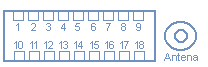 AKF-9255V<br />1 - repro RF+ 2 - repro RF- 3 - repro RR+ 4 - repro RR- 5 - GND 6 - GND 7 - +12V akumulátor 8 - vstup R 9 - GND vstupu 10 - repro LF+ 11 - repro LF- 12 - repro LR+ 13 - repro LR- 14 - +12V 15 - +12V 16 - ovl. el. antény + 17 - vstup L 18 - ---